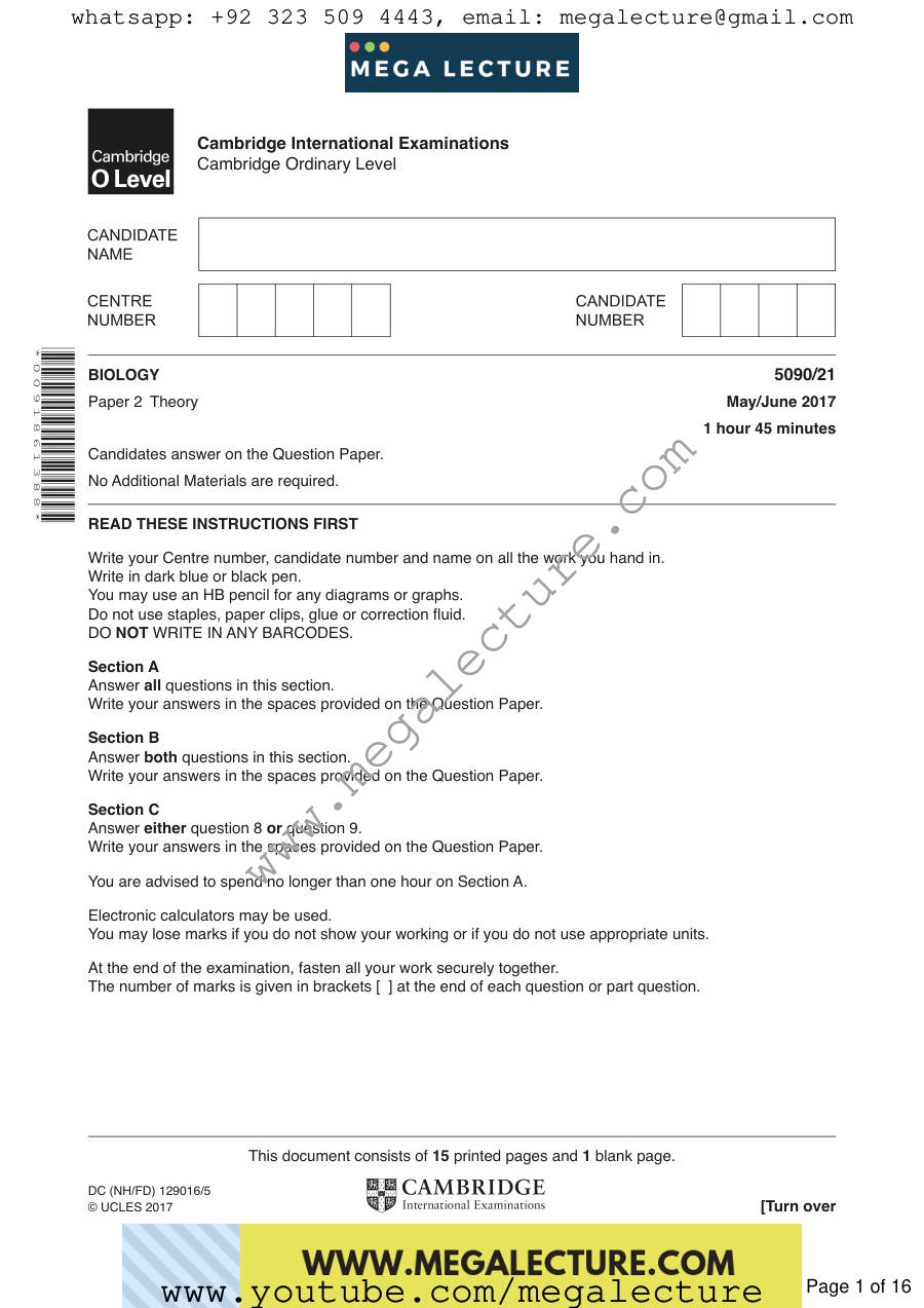 Page 1 of Paper 2 — Questions