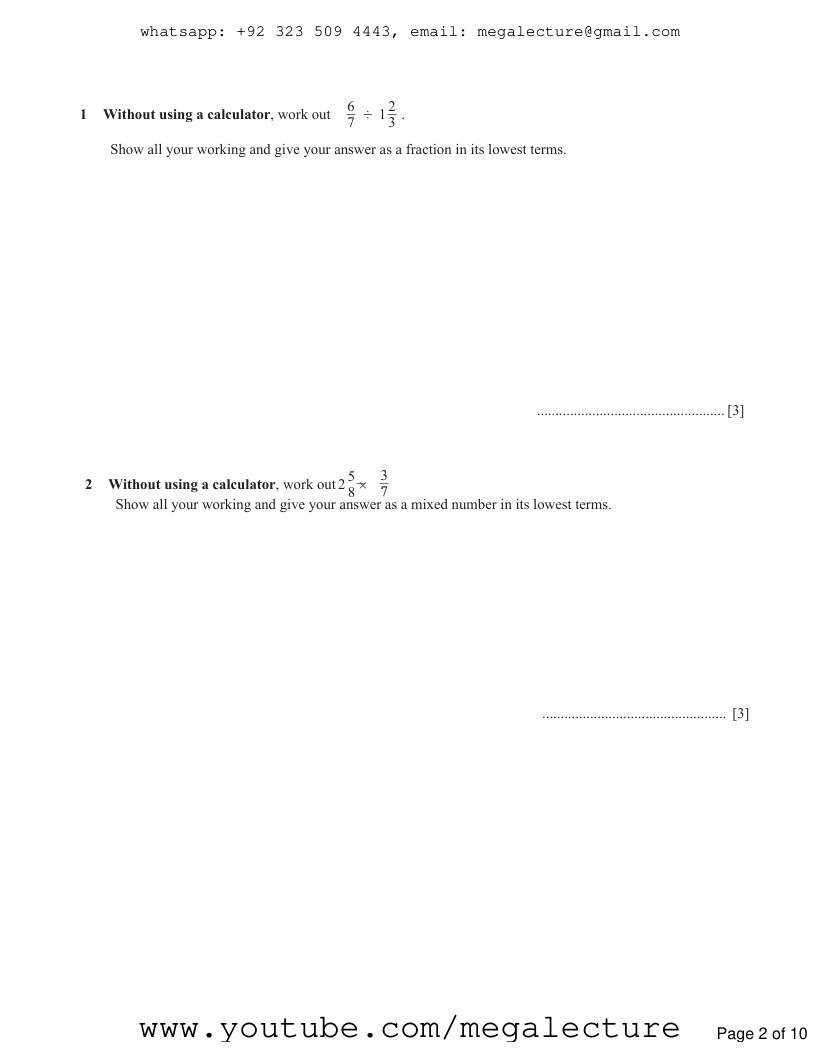 Page 2 of Add Sub Multiplication Division Of Fractions Decimals — Questions