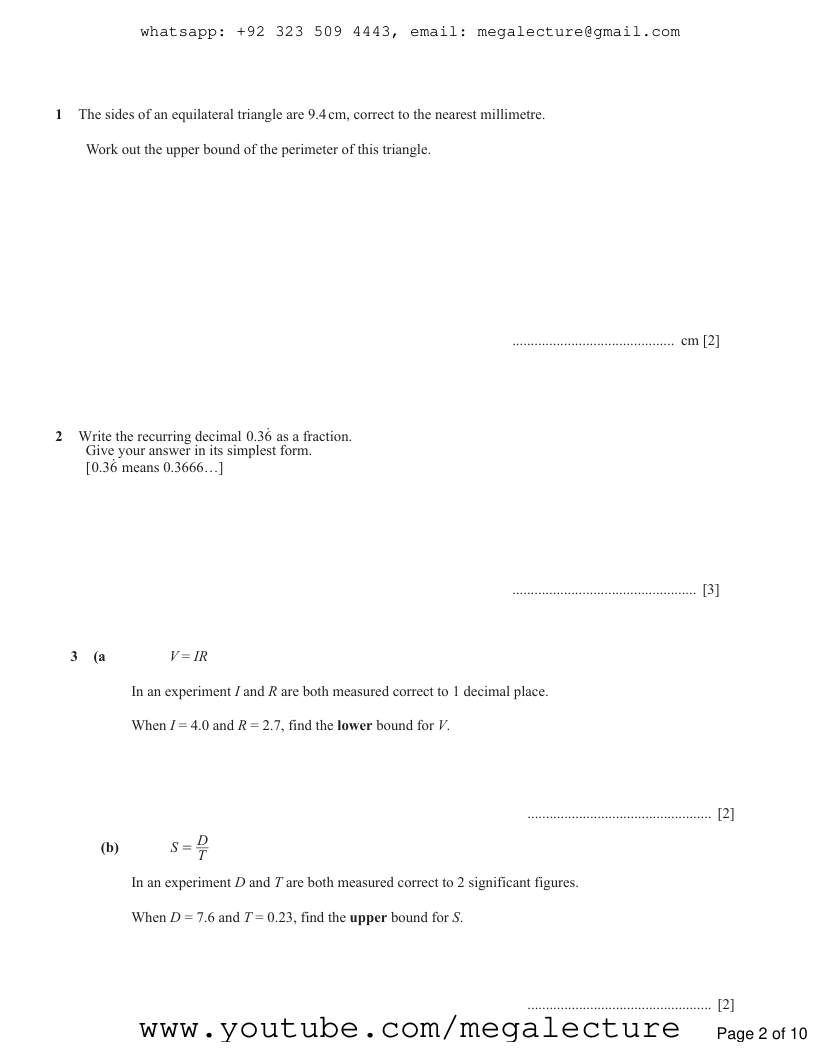 Page 2 of Bounds — Questions