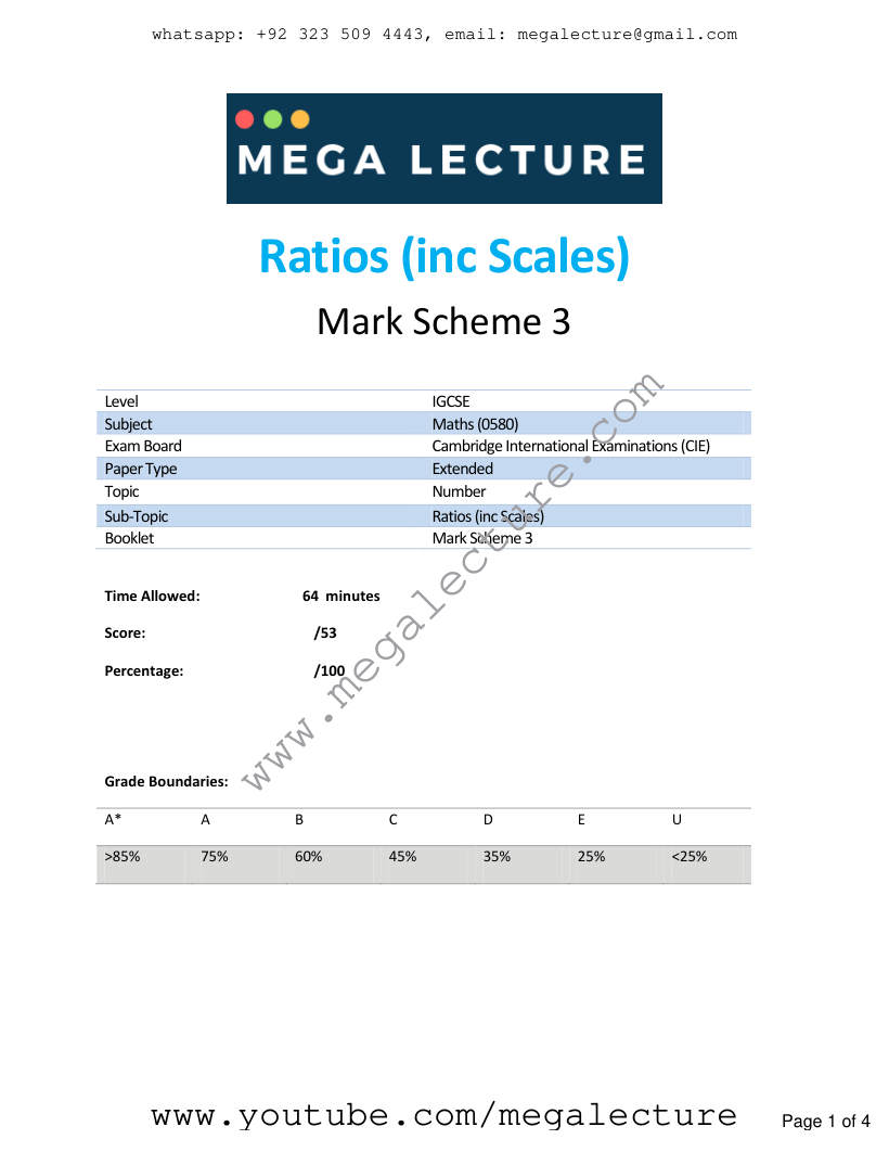 Page 1 of Ratios — Marking scheme (3)