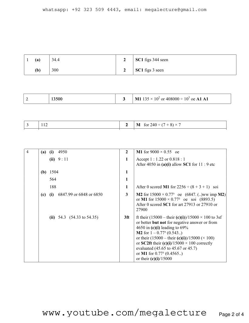 Page 2 of Ratios — Marking scheme (3)