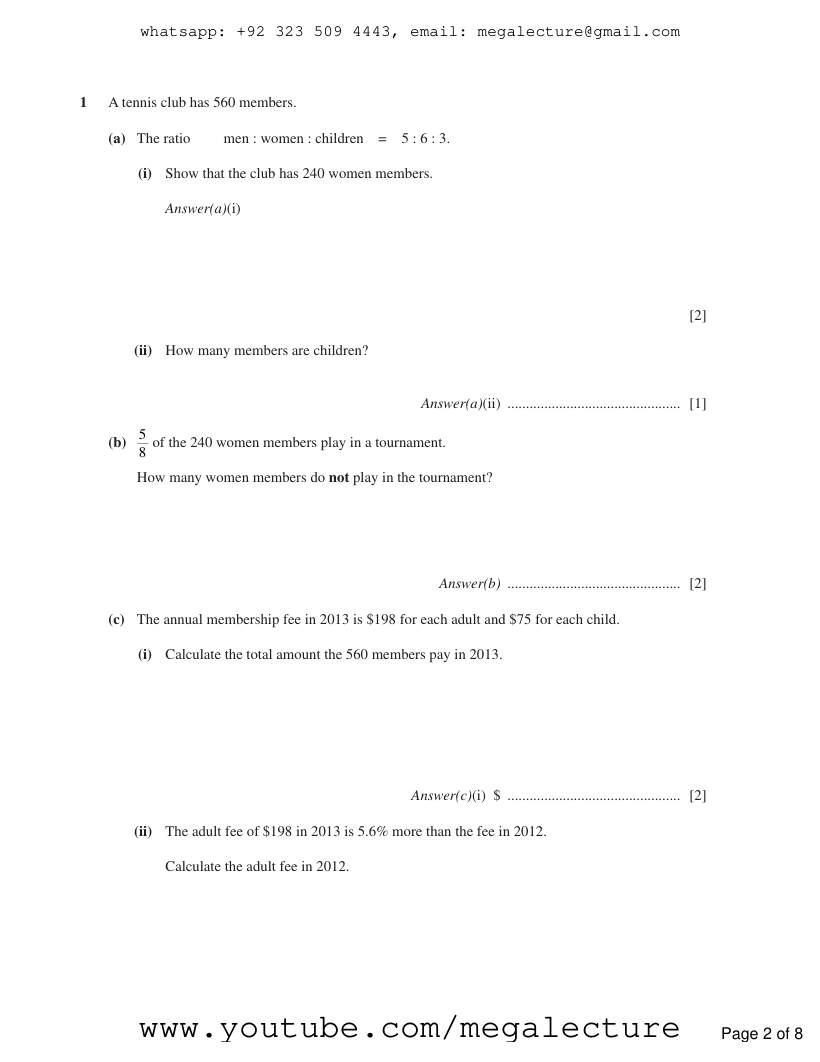 Page 2 of Percentages — Questions (3)