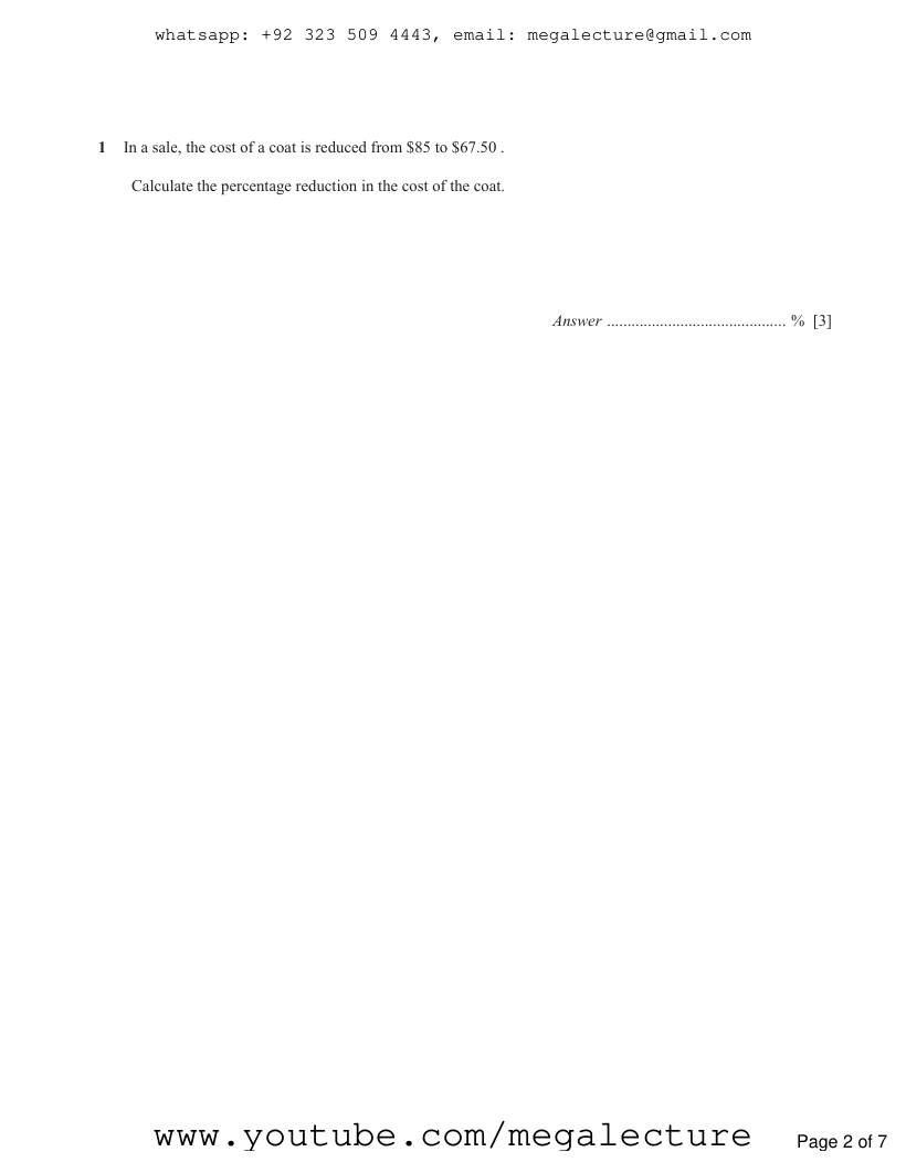 Page 2 of Percentages — Questions (6)