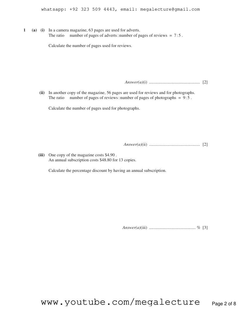 Page 2 of Percentages — Questions (7)
