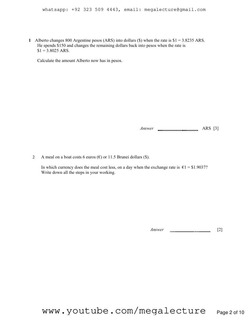 Page 2 of Currency Conversions — Questions (2)