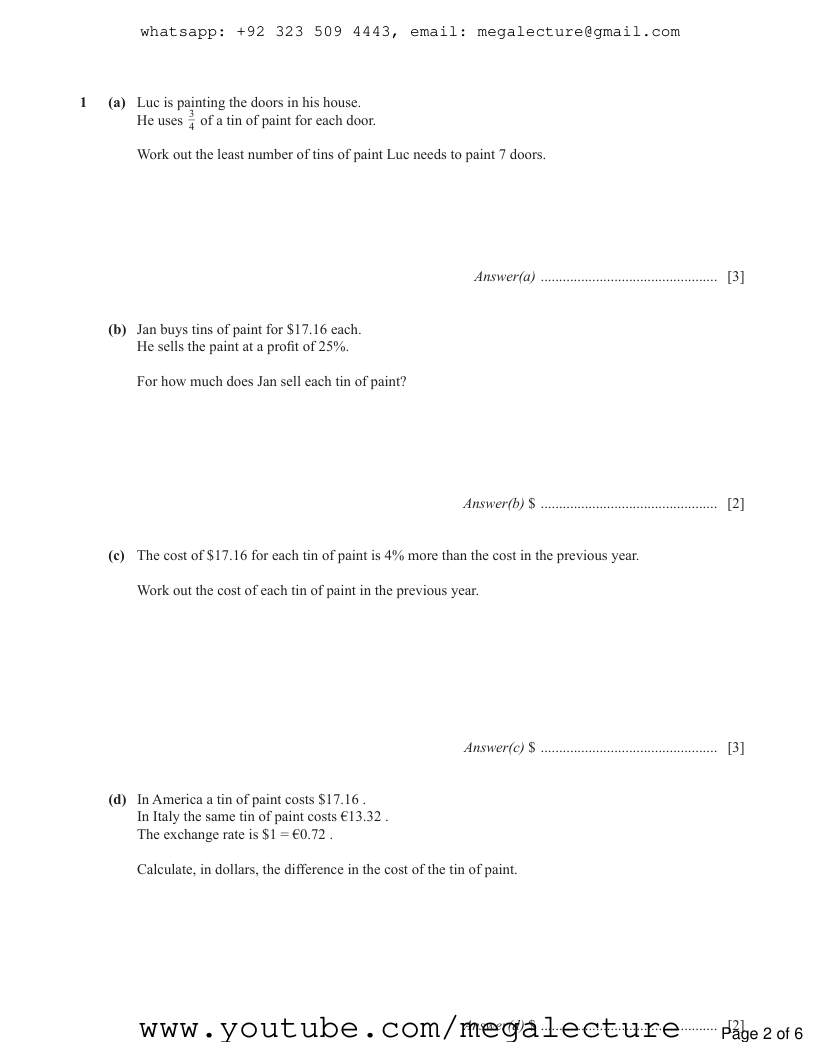 Page 2 of Finance Problems — Questions (2)