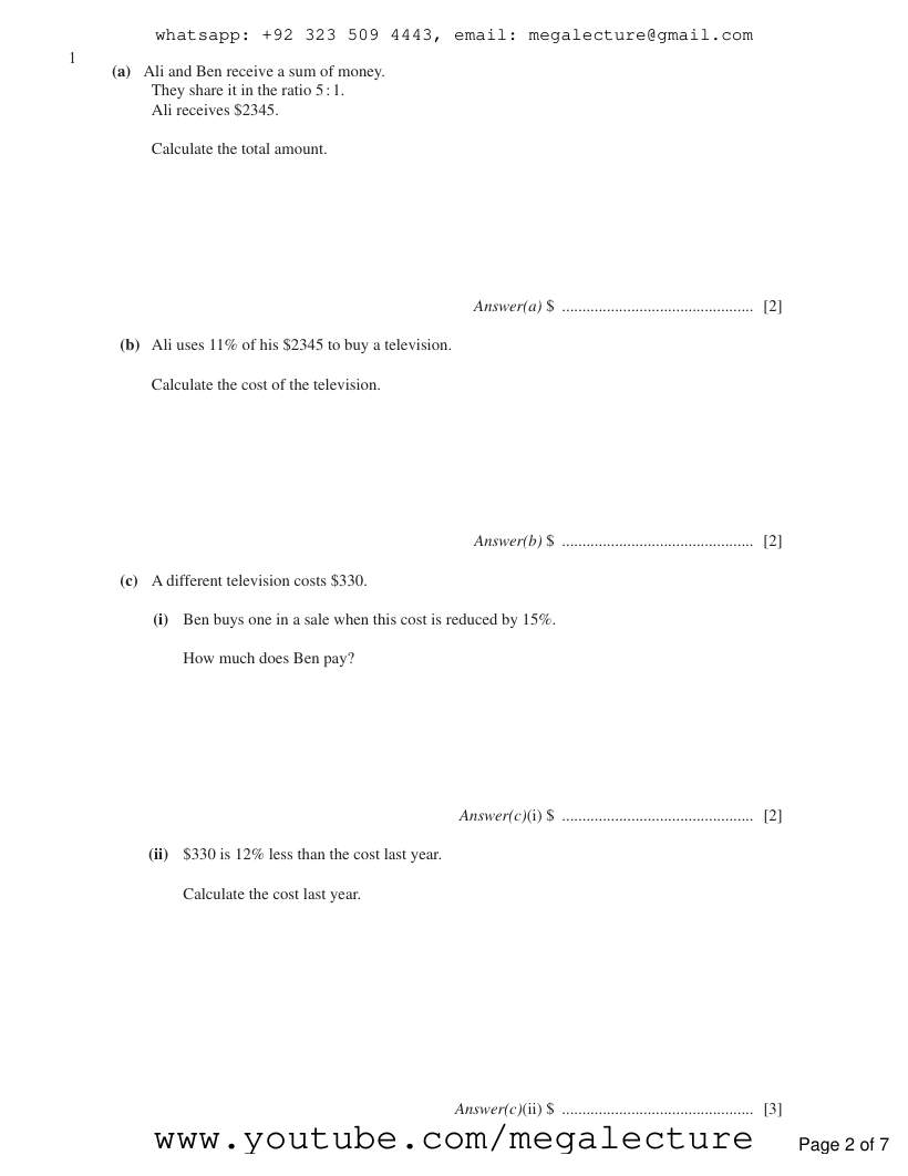 Page 2 of Finance Problems — Questions (3)