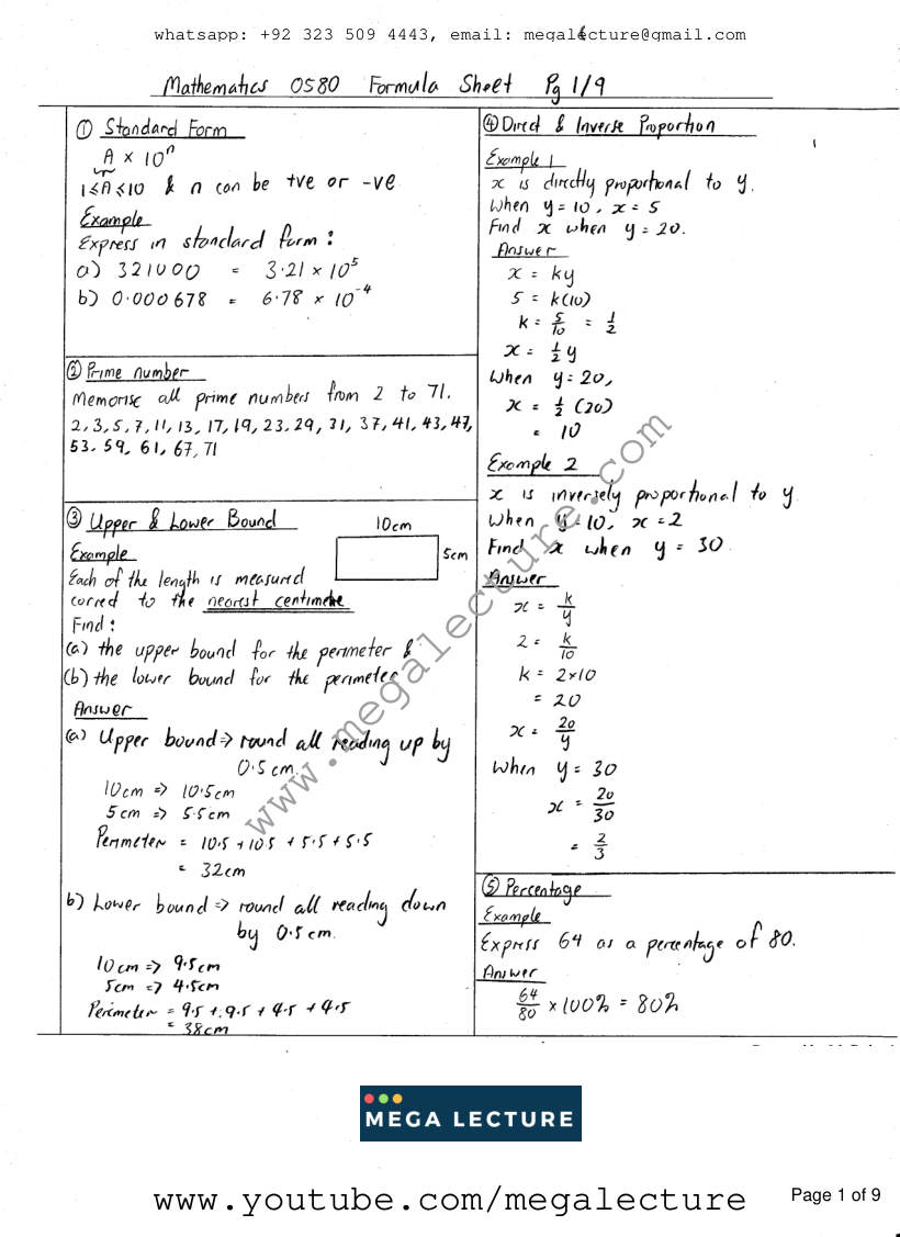Page 1 of Formula Sheet 3