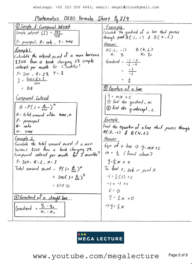 Page 2 of Formula Sheet 3