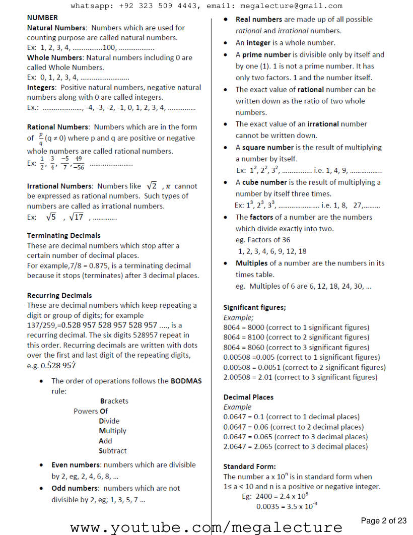 Page 2 of Gce O Level Mathematics Formula Booklet