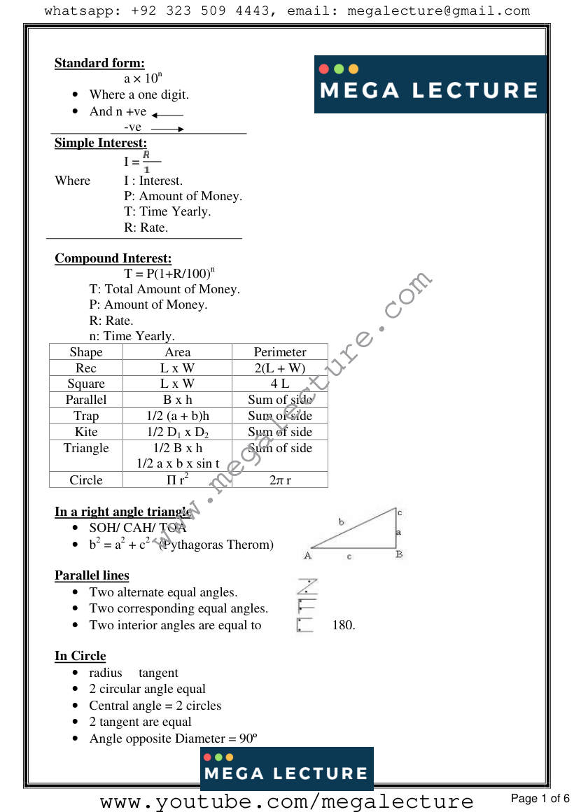 Page 1 of Maths IGCSE Quick Revision Recovered