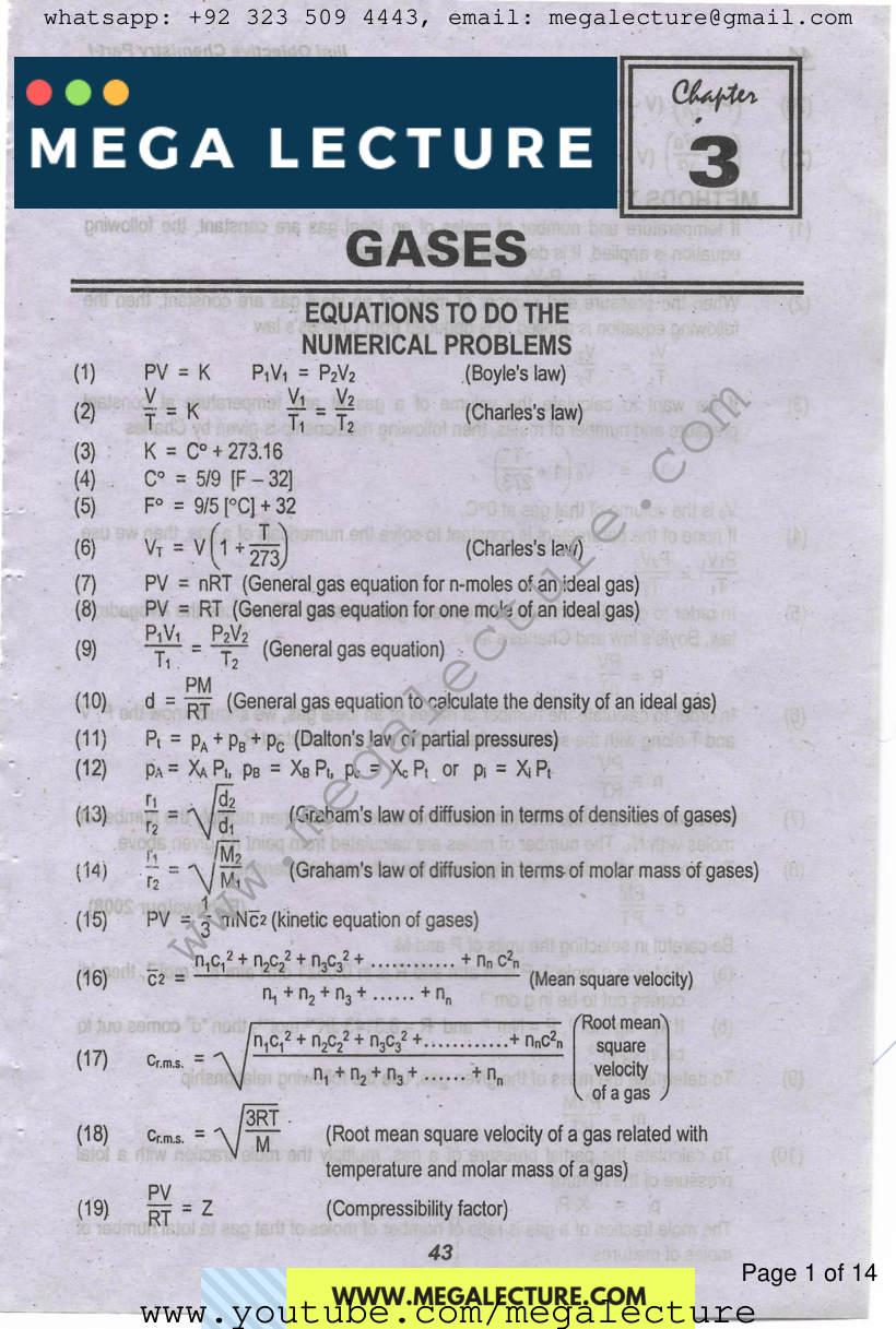 Page 1 of Chapter 3: Gases