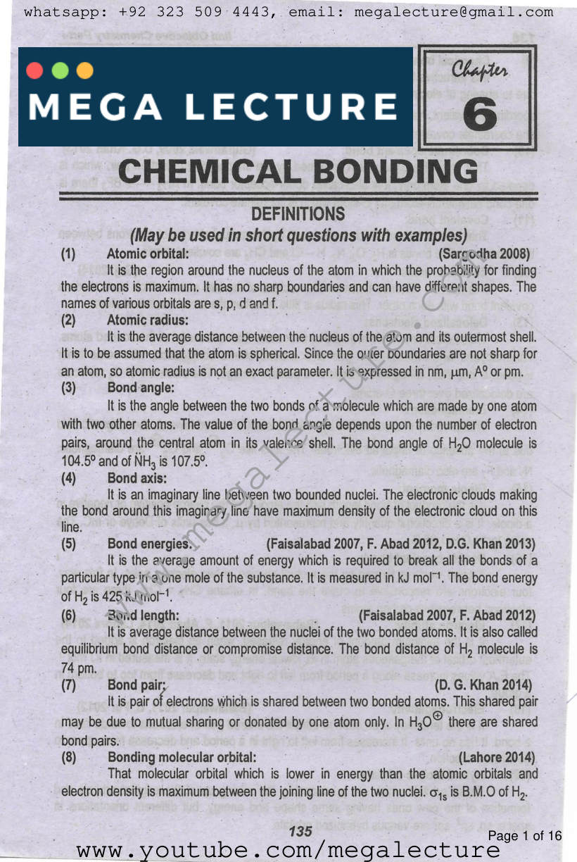 Page 1 of Chapter 6: Chemical Bonding