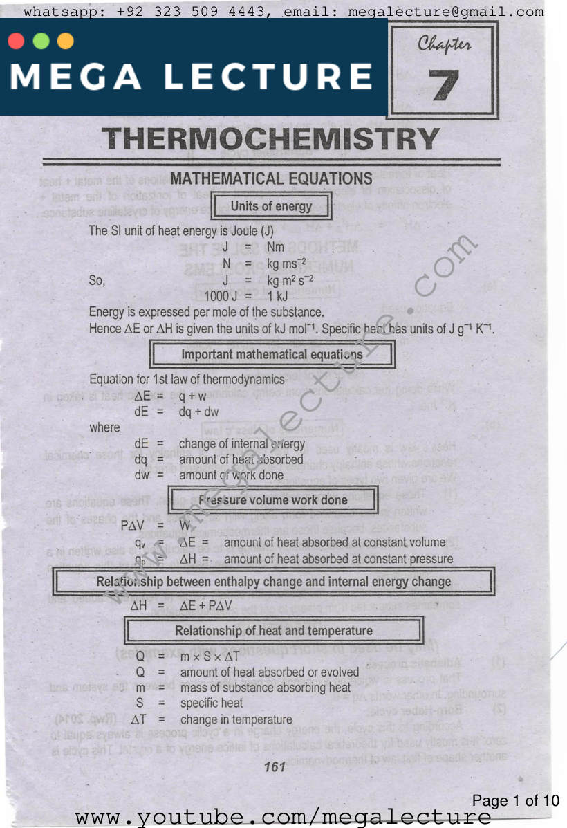 Page 1 of Chapter 7: Thermochemistry
