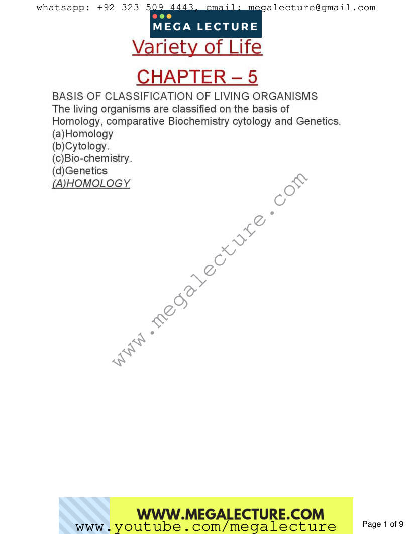 Page 1 of Chapter 5: Variety Of Life