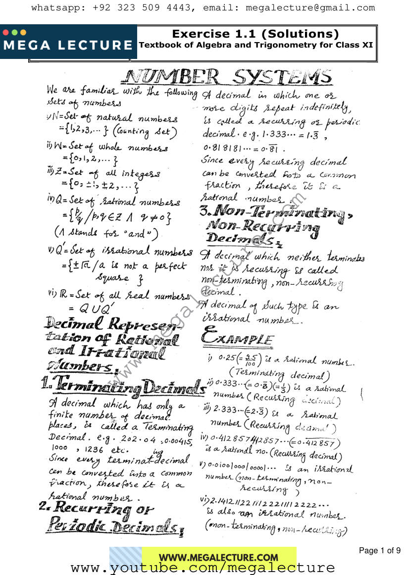 Page 1 of Exercise 1.1