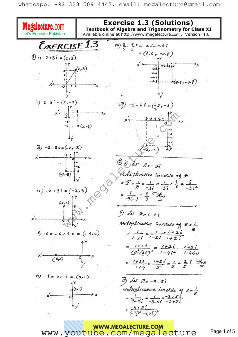 Page 1 of Exercise 1.3