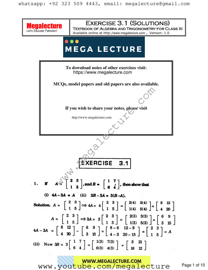 Page 1 of Exercise 3.1
