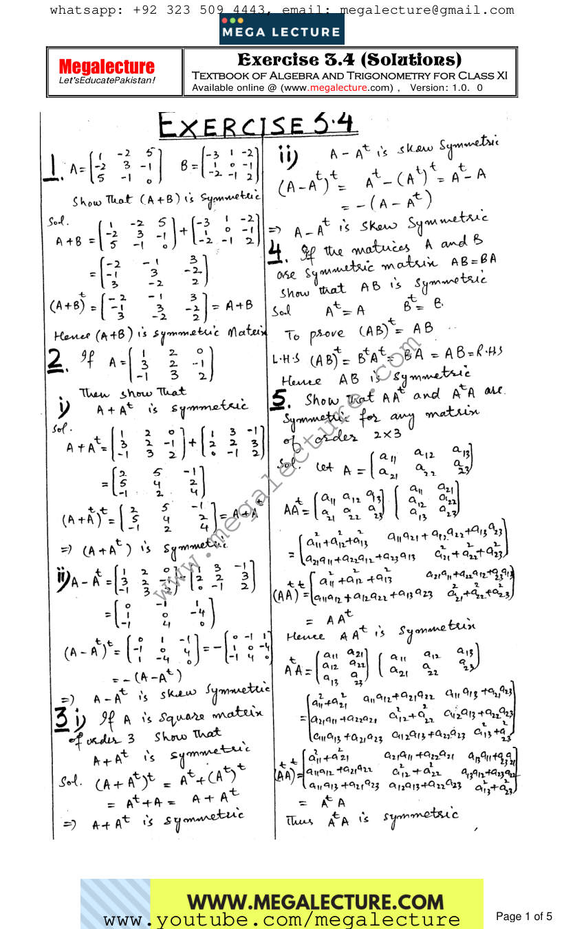 Page 1 of Exercise 3.4