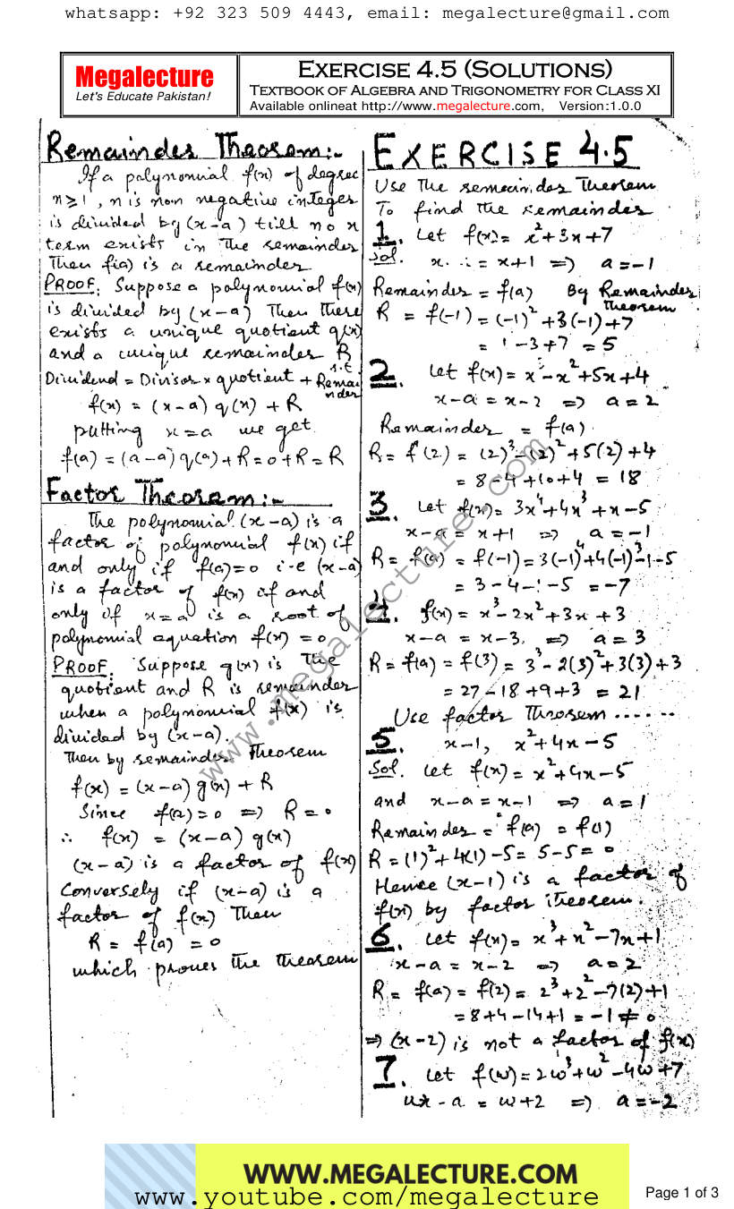 Page 1 of Exercise 4.5