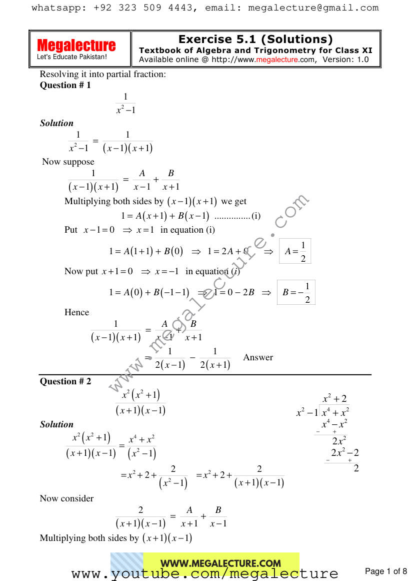 Page 1 of Exercise 5.1