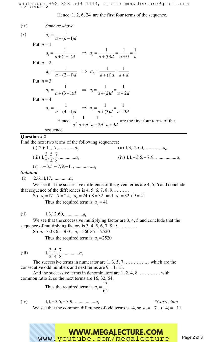 Page 2 of Exercise 6.1