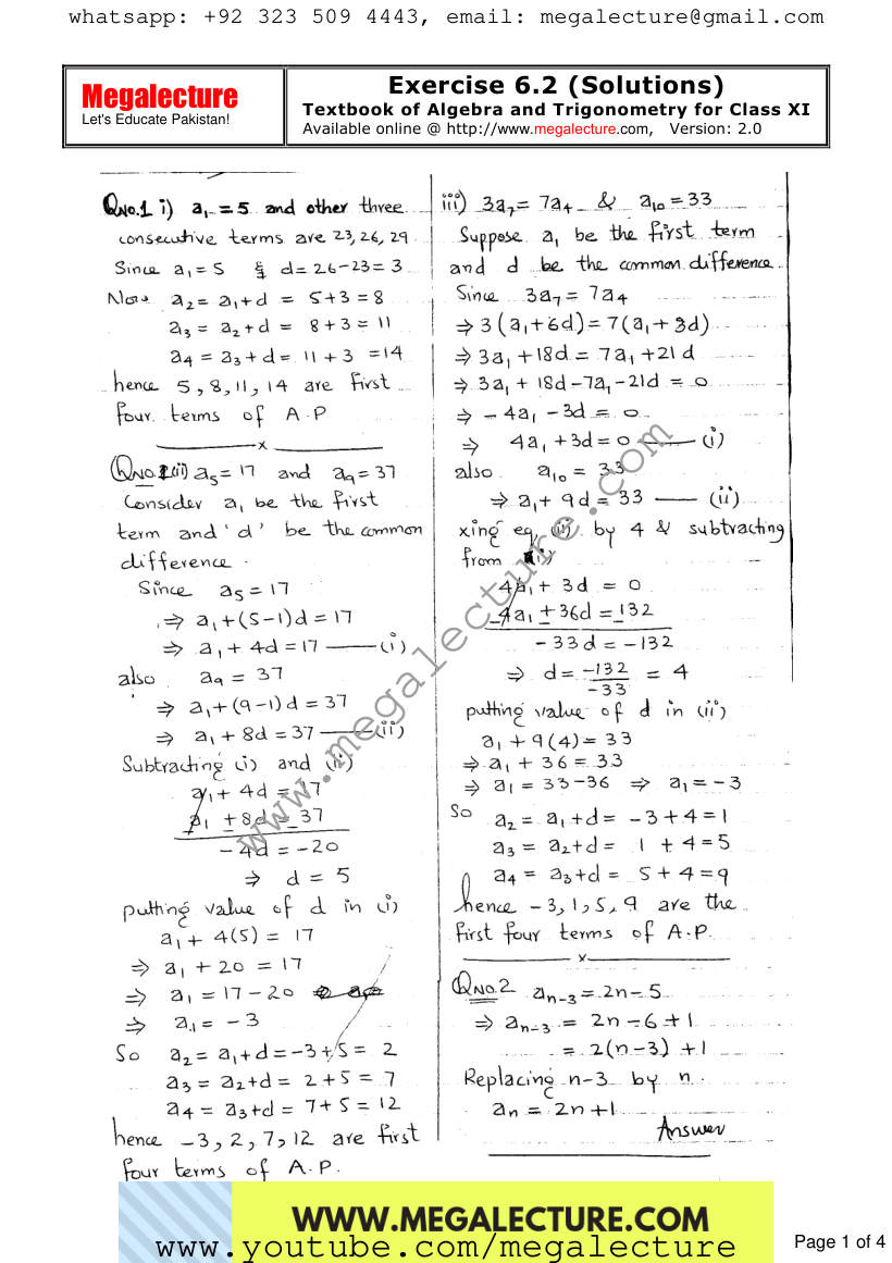 Page 1 of Exercise 6.2