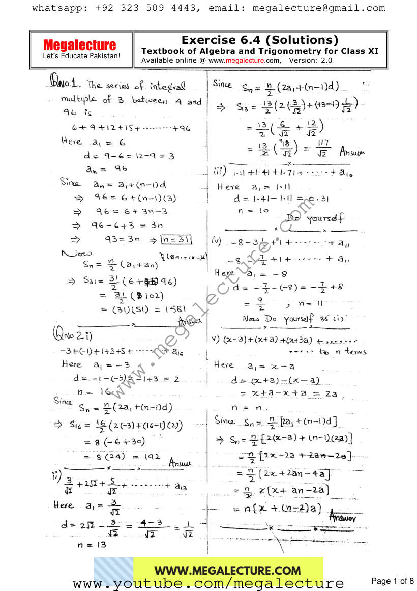 Page 1 of Exercise 6.4