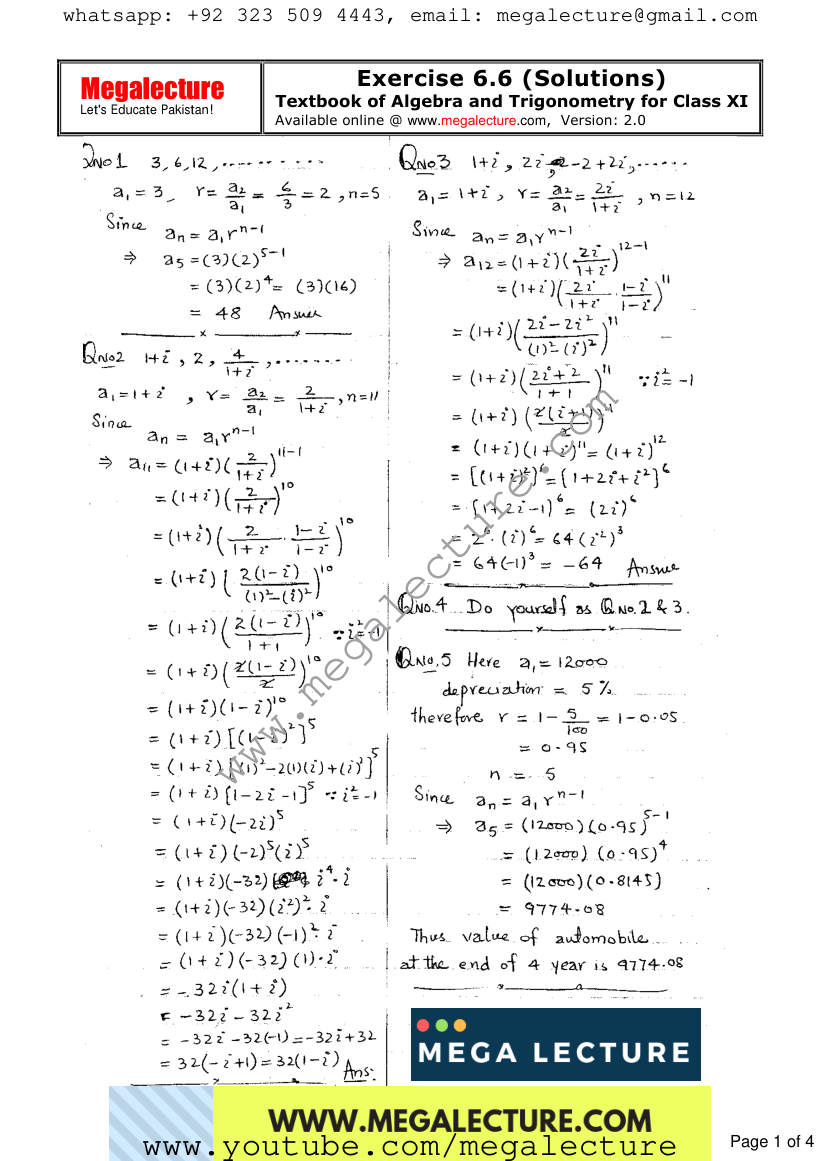 Page 1 of Exercise 6.6