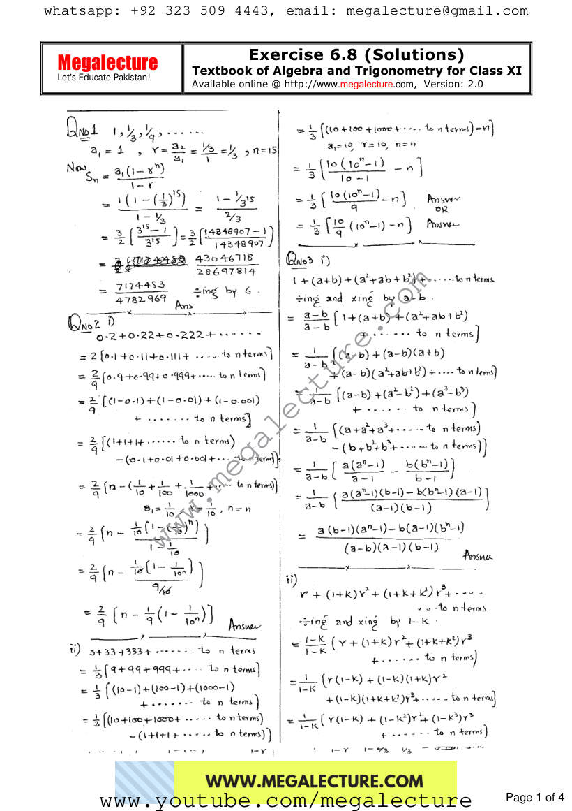 Page 1 of Exercise 6.8