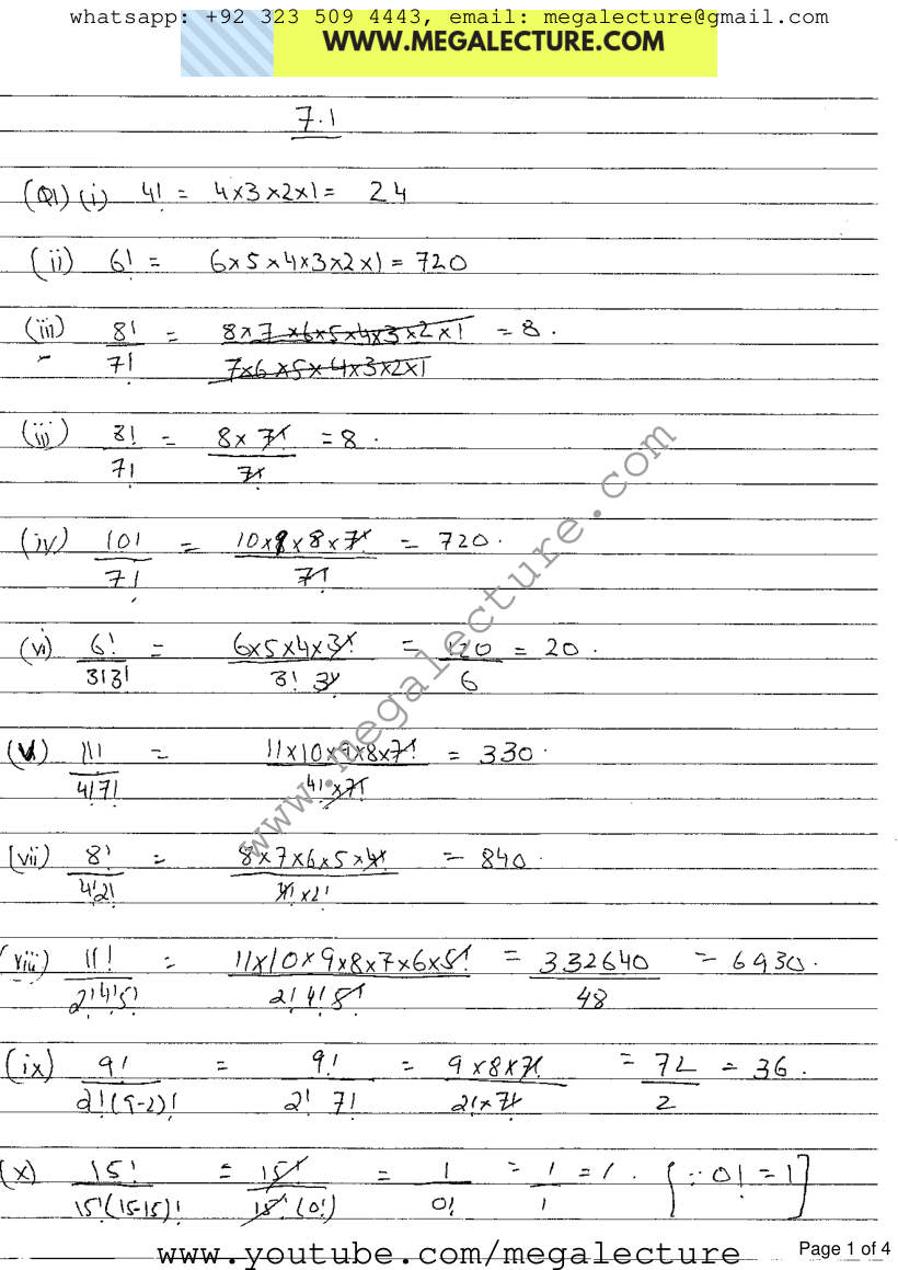 Page 1 of Exercise 7.1