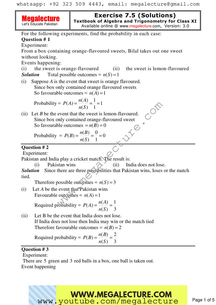 Page 1 of Exercise 7.5