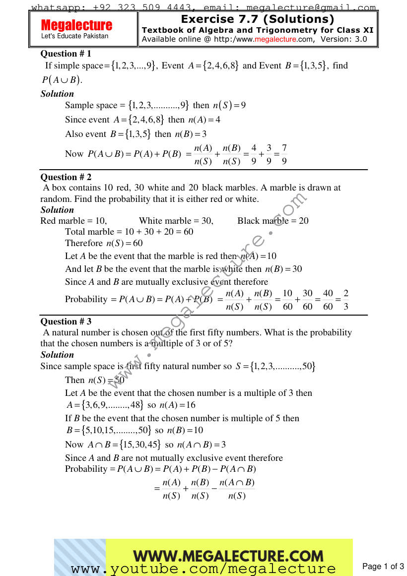 Page 1 of Exercise 7.7