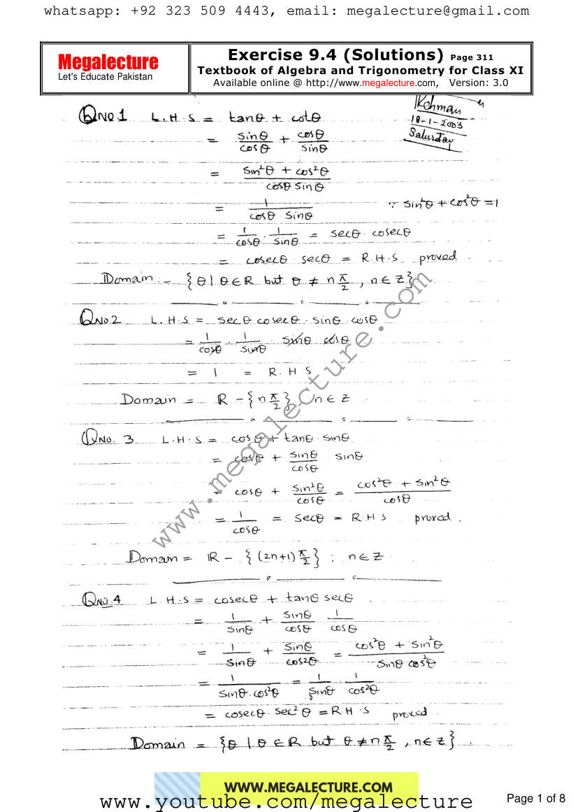 Page 1 of Exercise 9.4