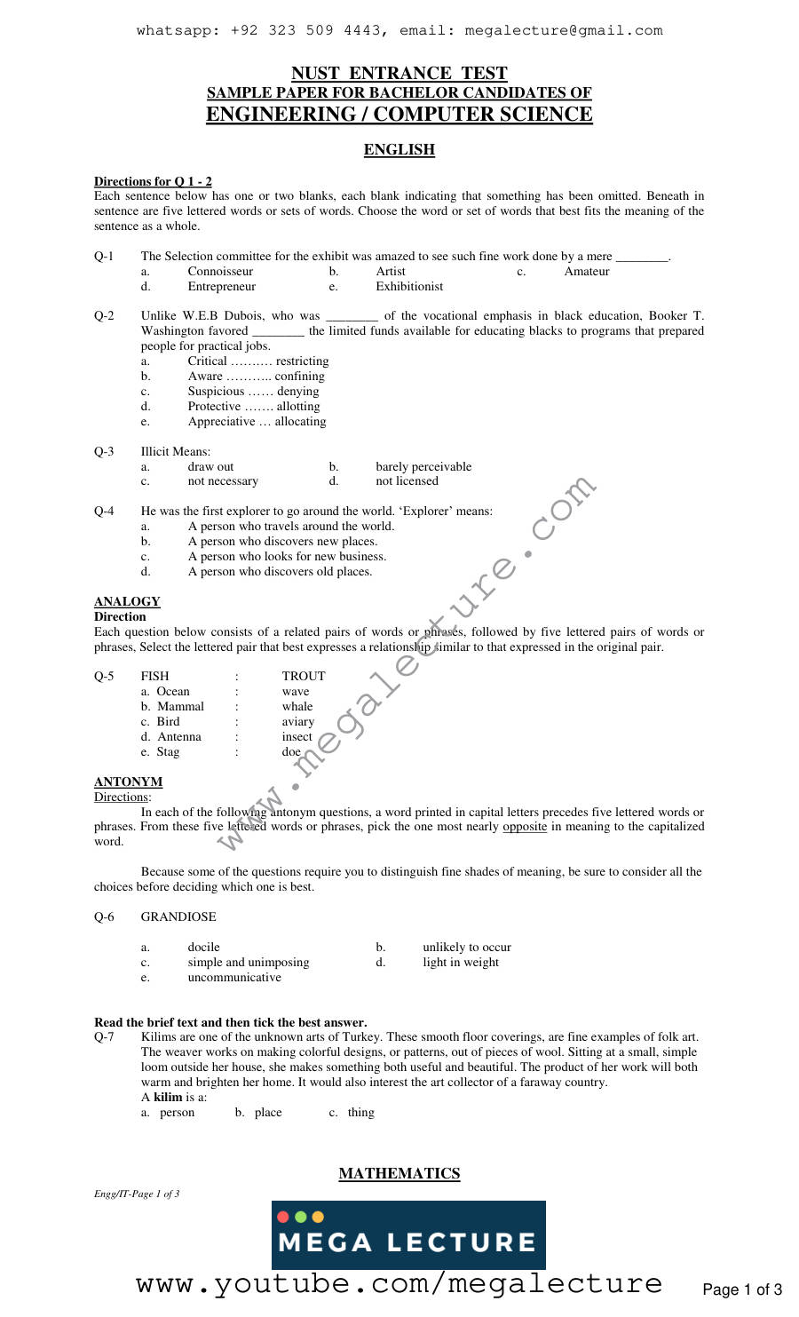 Page 1 of 92051574 Sample Paper BE And Com