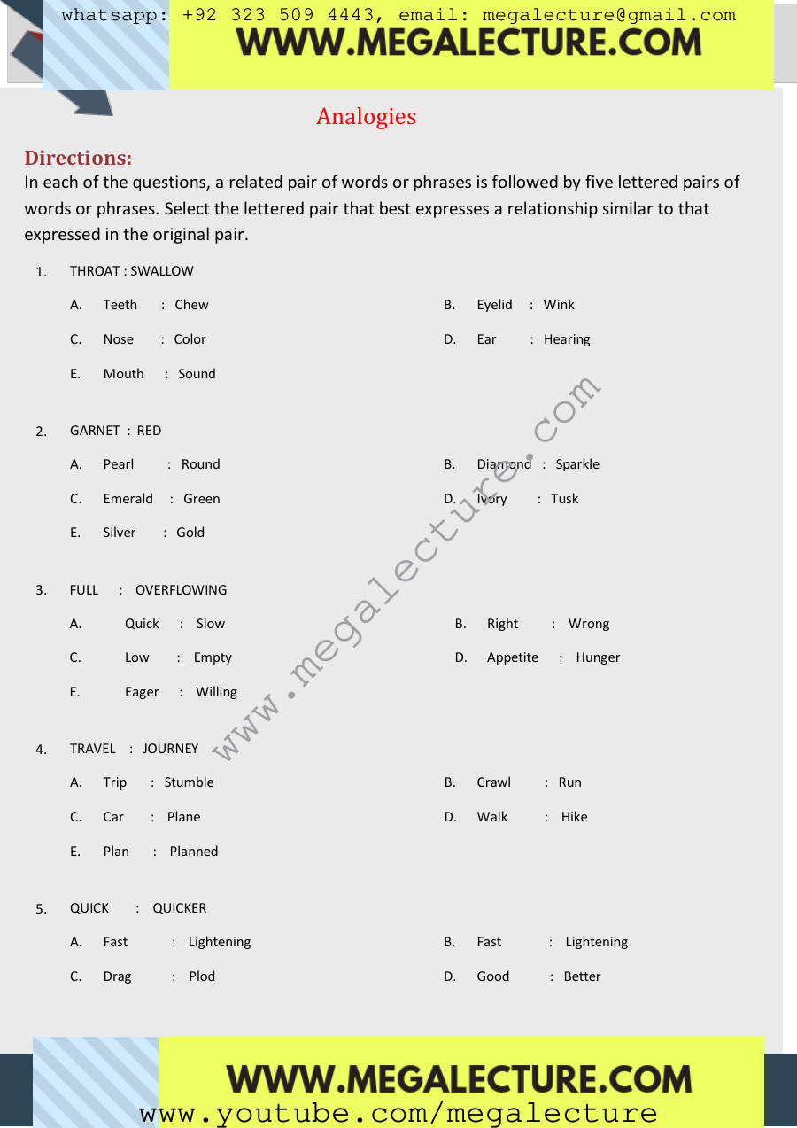 Page 1 of Analogies