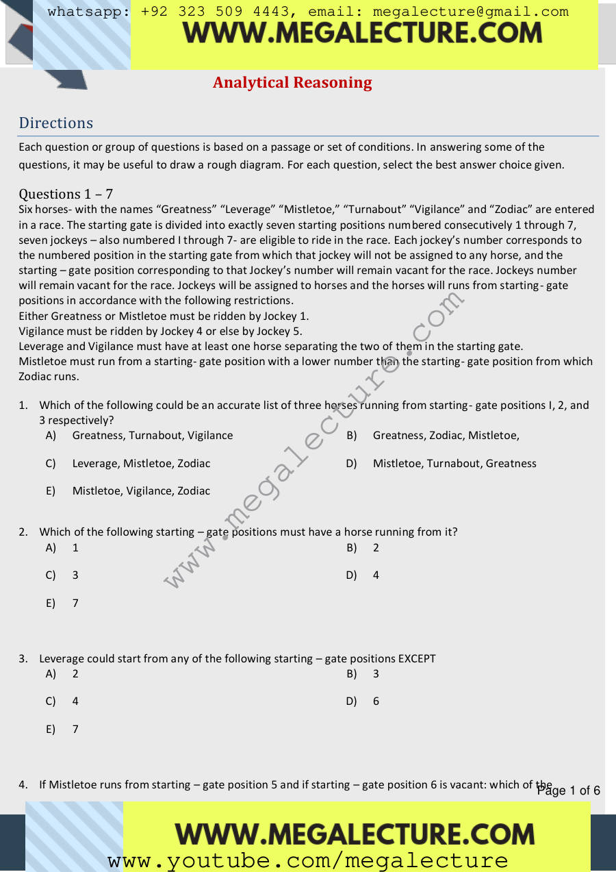 Page 1 of Analytical Reasoning