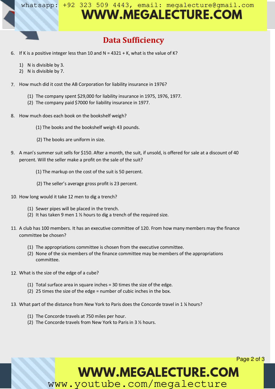 Page 2 of Data Sufficiency