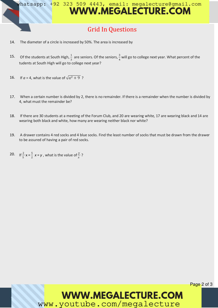 Page 2 of Grid In Questions