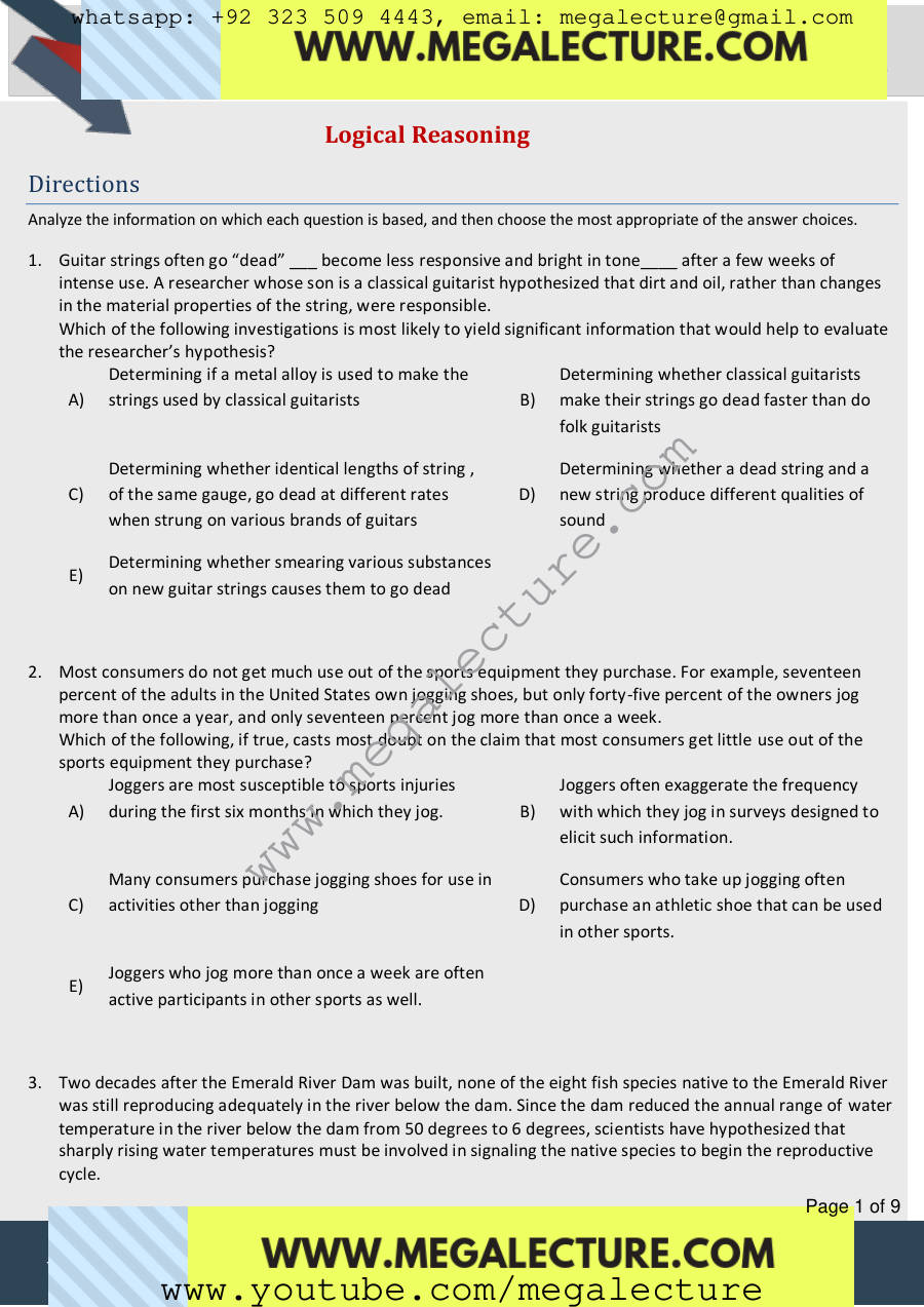 Page 1 of Logical Reasoning