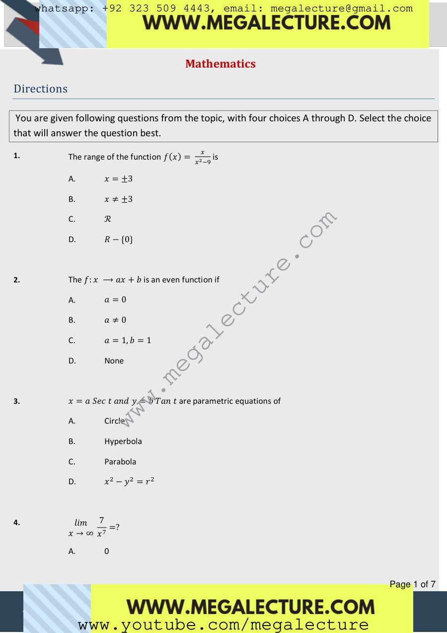 Page 1 of Math 1