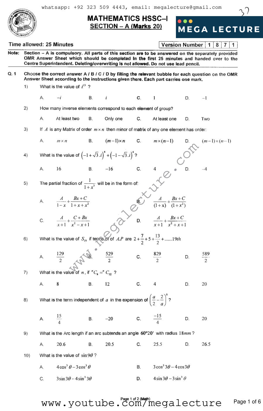 Page 1 of Mathematics