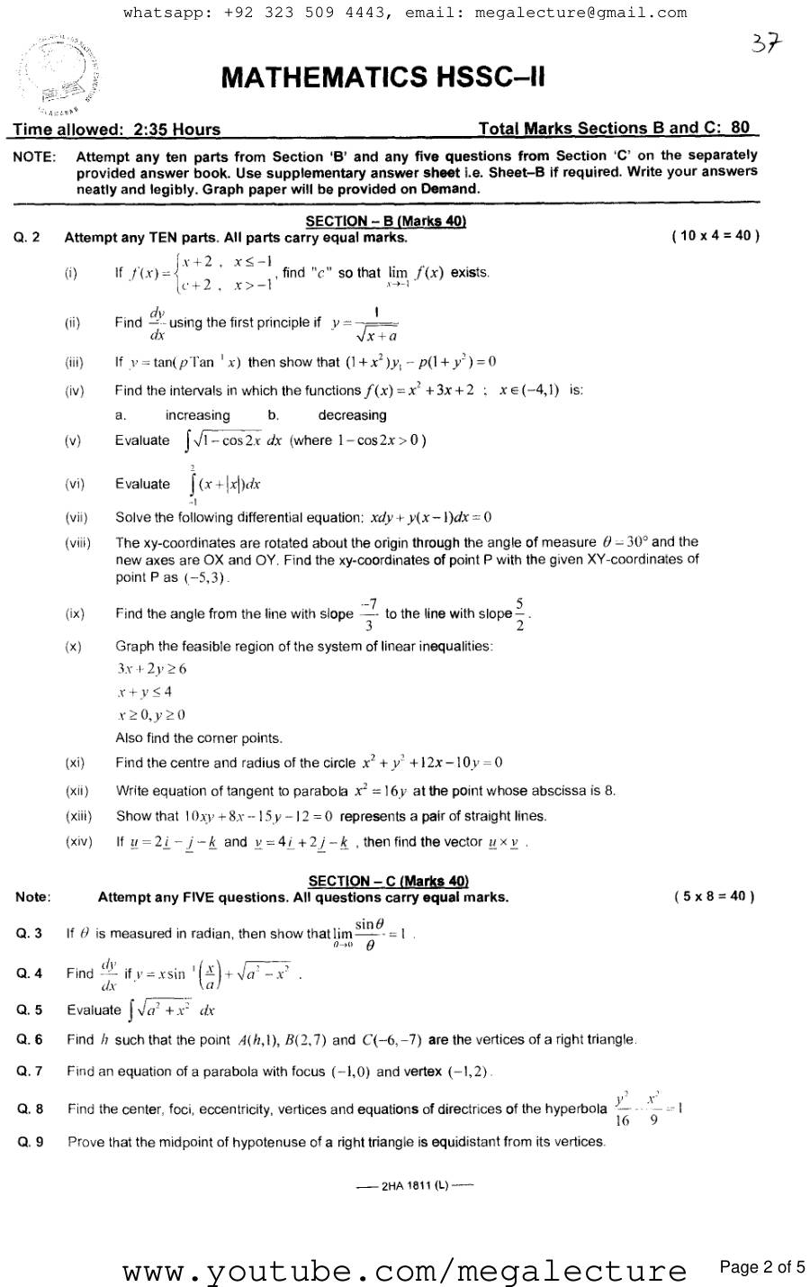 Page 2 of Mathematics 1