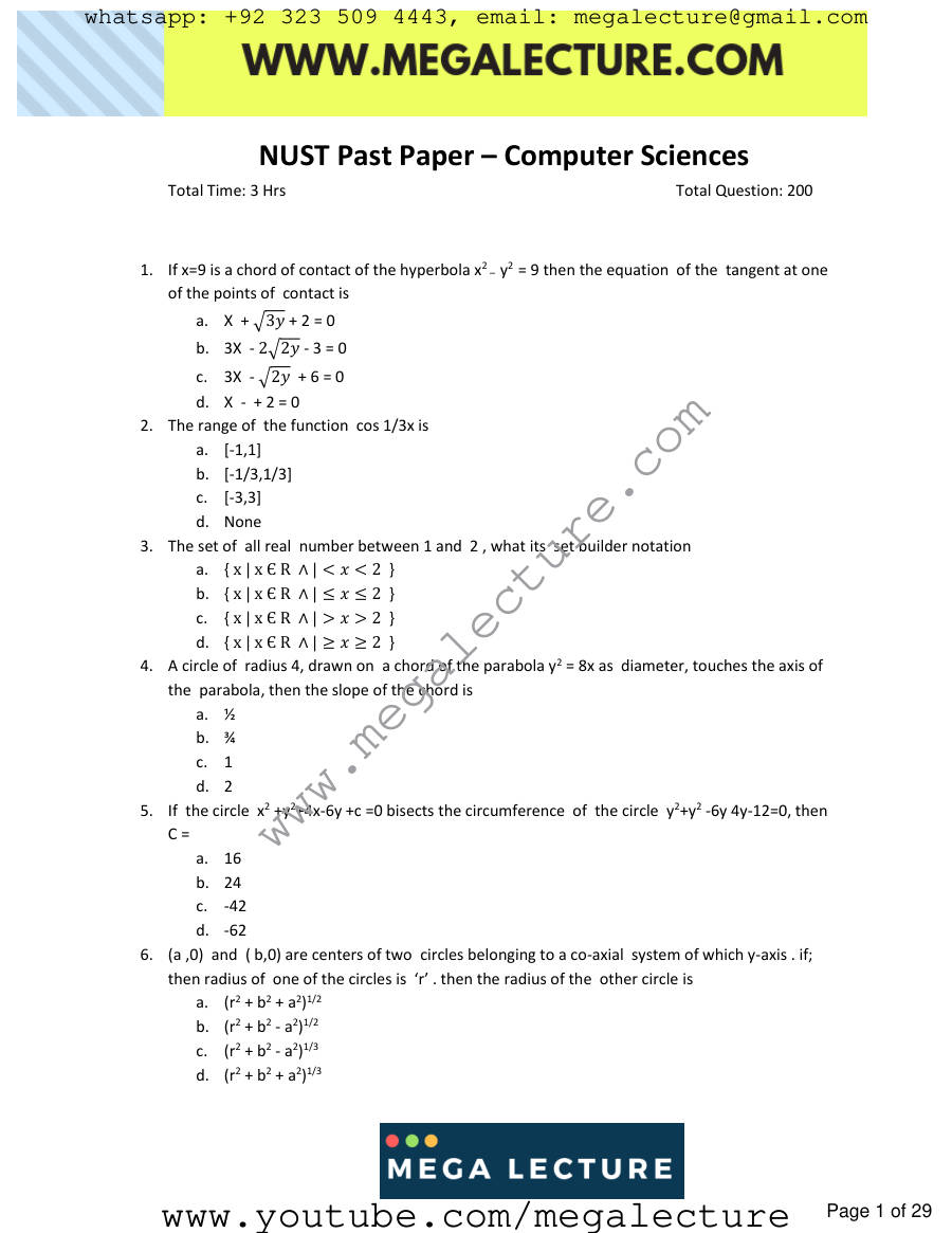 Page 1 of NUST Computer Science 2