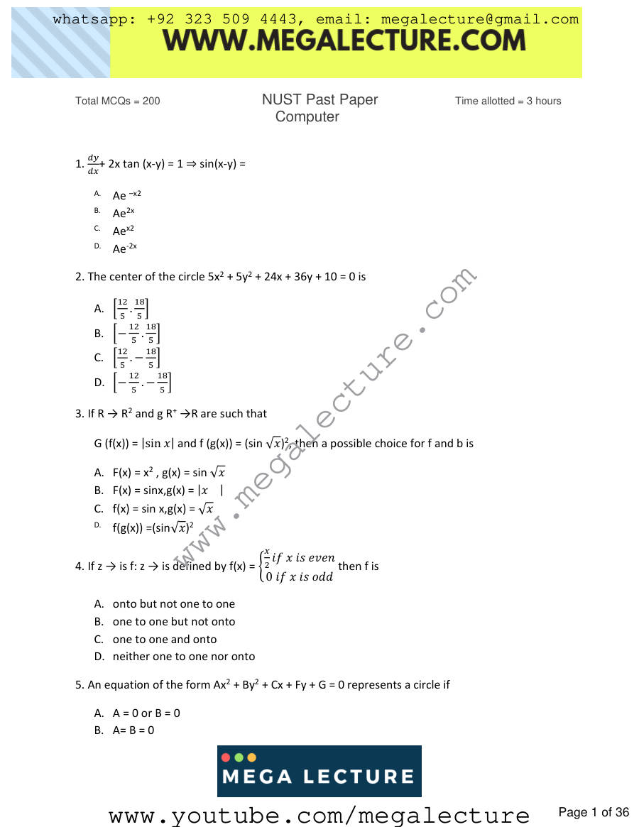 Page 1 of NUST Computer Science 3