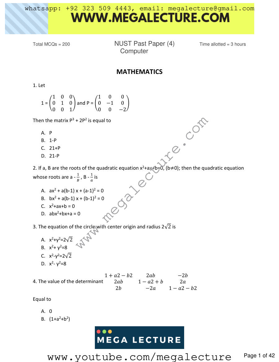 Page 1 of NUST Computer Science 4