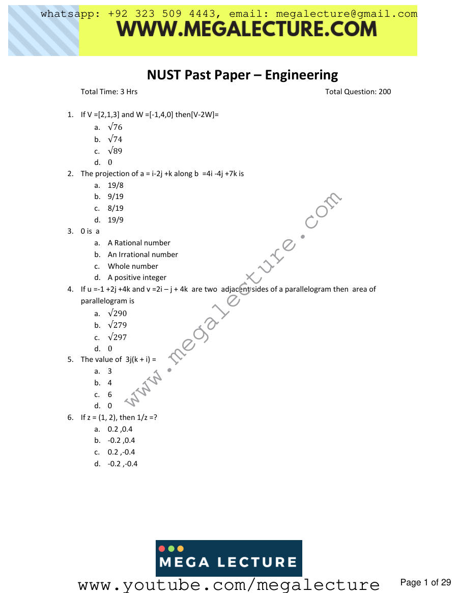 Page 1 of NUST Engineering 3 1