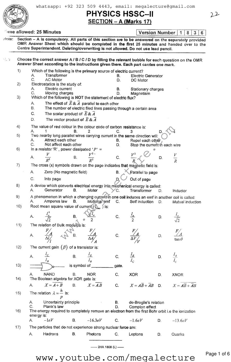 Page 1 of Physics 1