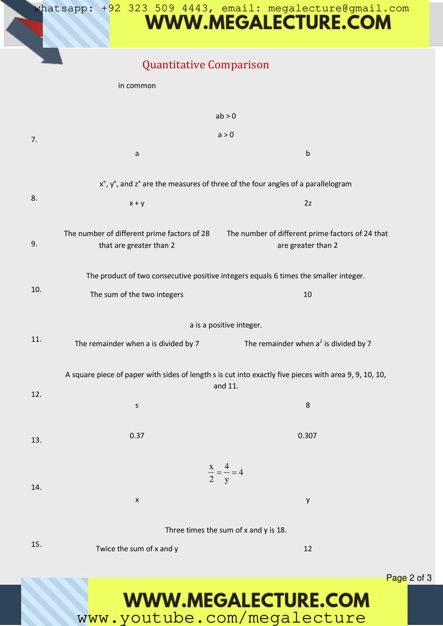 Page 2 of Quantitative Comparison