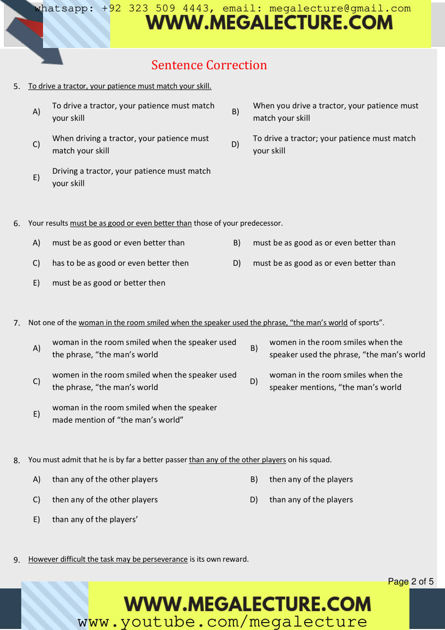 Page 2 of Sentence Correction